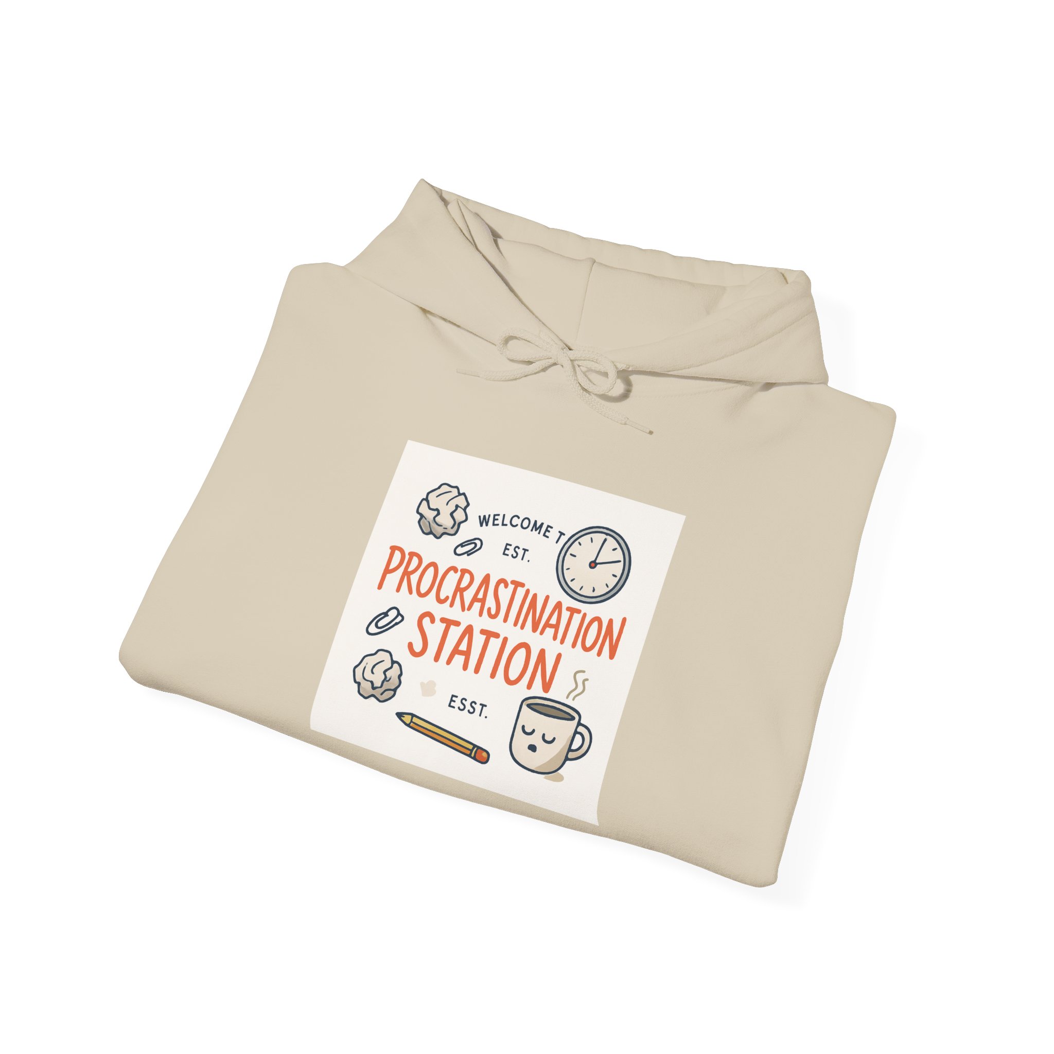 Procrastination Station Hoodie – Funny Coffee & Clock Cozy Sweatshirt - Image 12