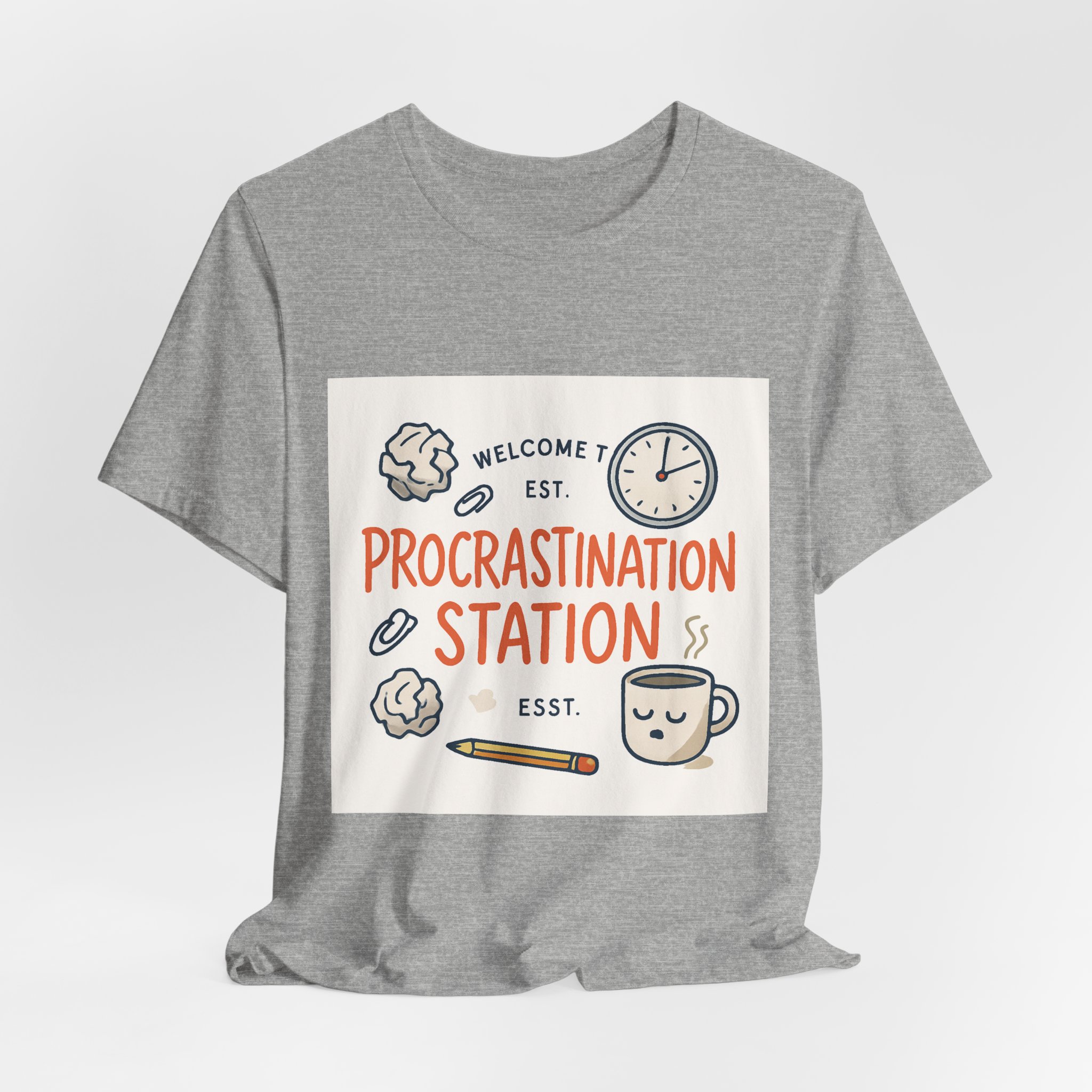 Procrastination Station T‑Shirt – Funny Coffee & Clock Graphic Tee - Image 16