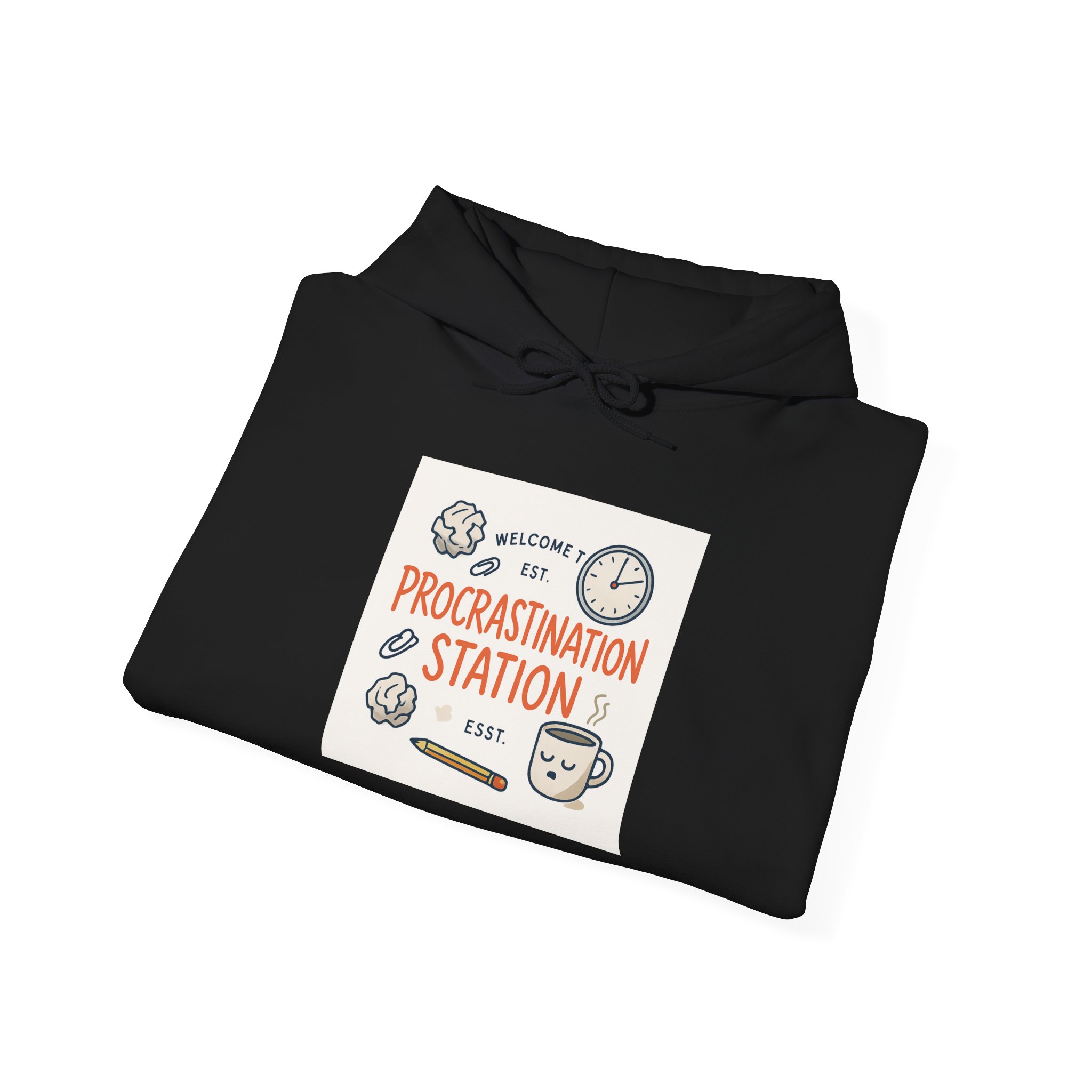 Procrastination Station Hoodie – Funny Coffee & Clock Cozy Sweatshirt - Image 8