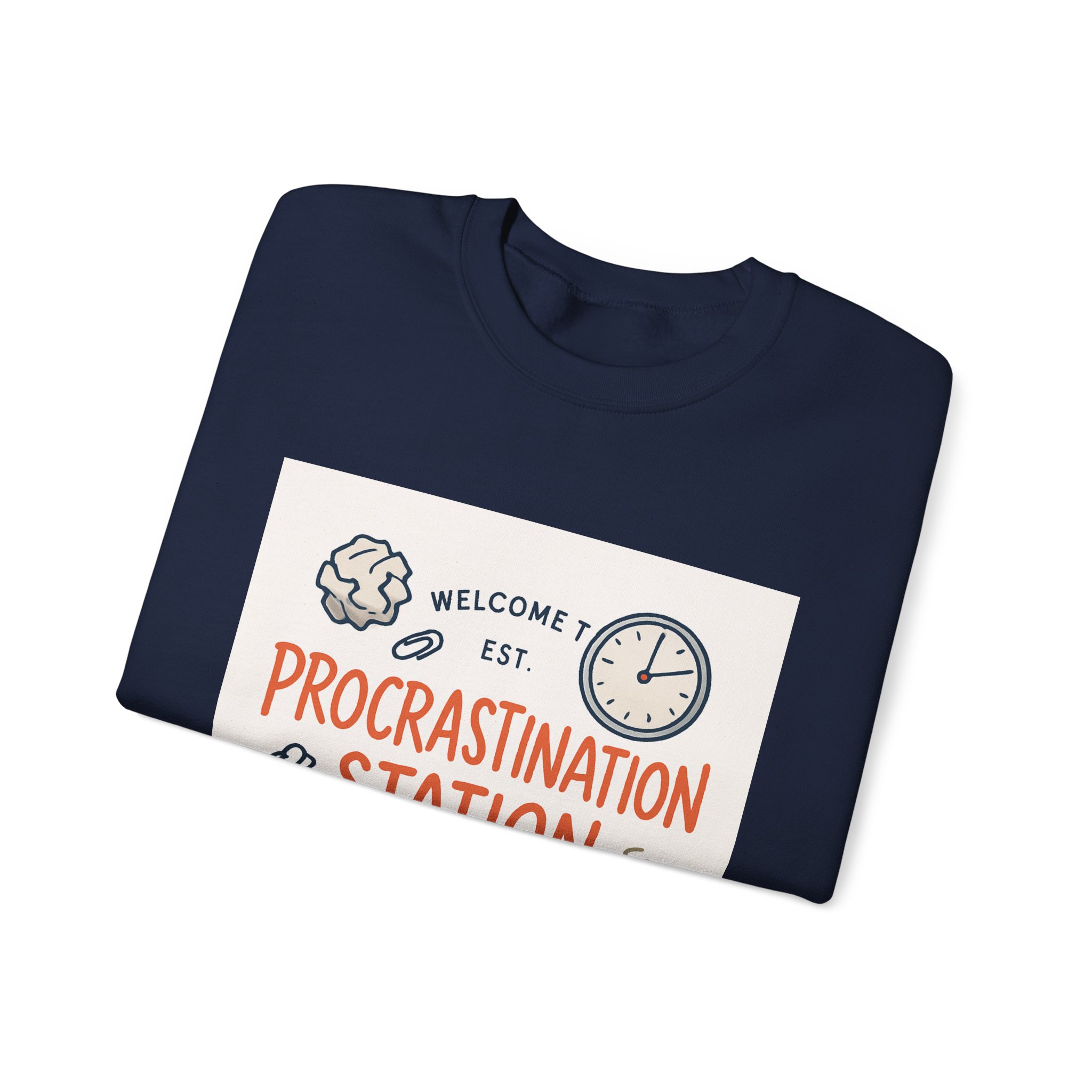 Procrastination Station Crewneck Sweatshirt — Funny Coffee & Desk Doodles Pullover - Image 19