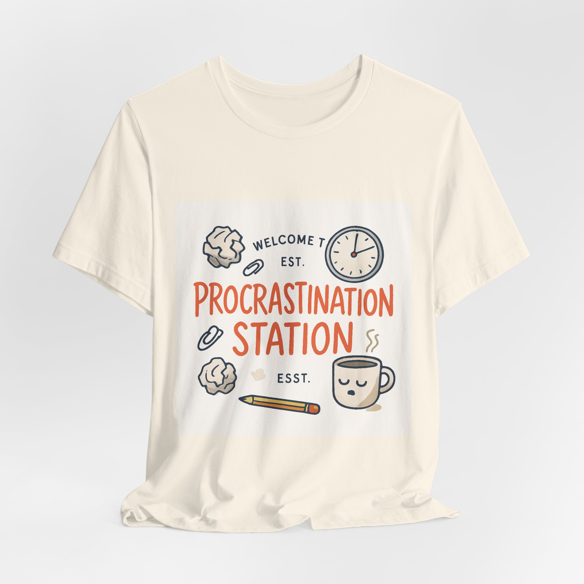Procrastination Station T‑Shirt – Funny Coffee & Clock Graphic Tee - Image 12