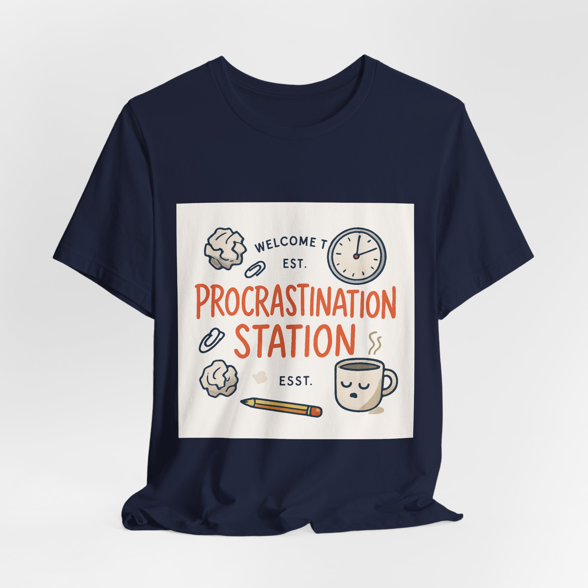 Procrastination Station T‑Shirt – Funny Coffee & Clock Graphic Tee - Image 20