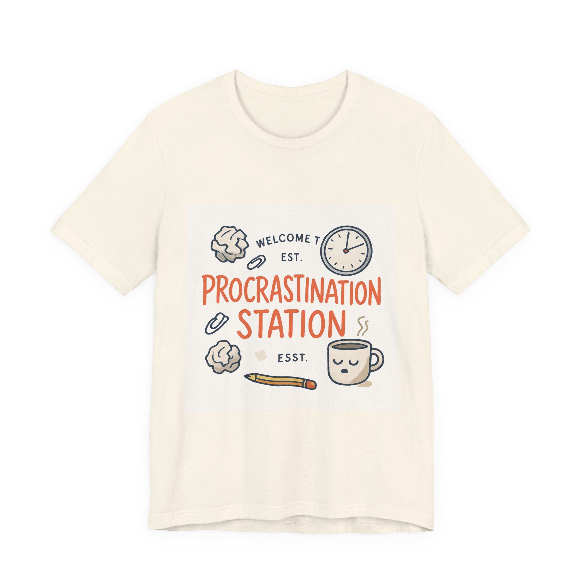 Procrastination Station T‑Shirt – Funny Coffee & Clock Graphic Tee - Image 9