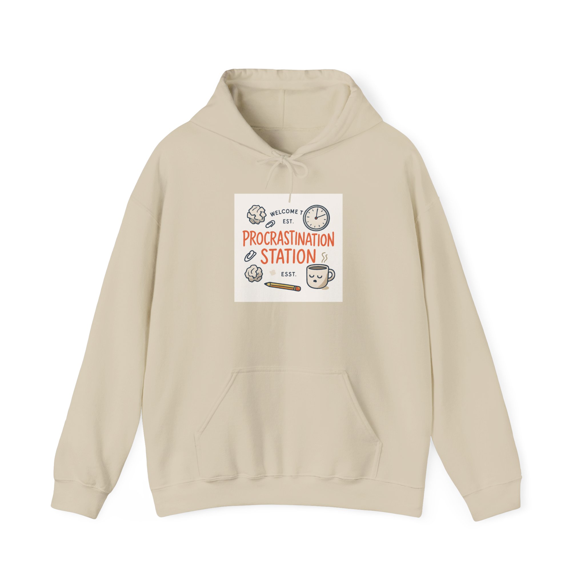 Procrastination Station Hoodie – Funny Coffee & Clock Cozy Sweatshirt - Image 9