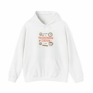 Procrastination Station Hoodie – Funny Coffee & Clock Cozy Sweatshirt