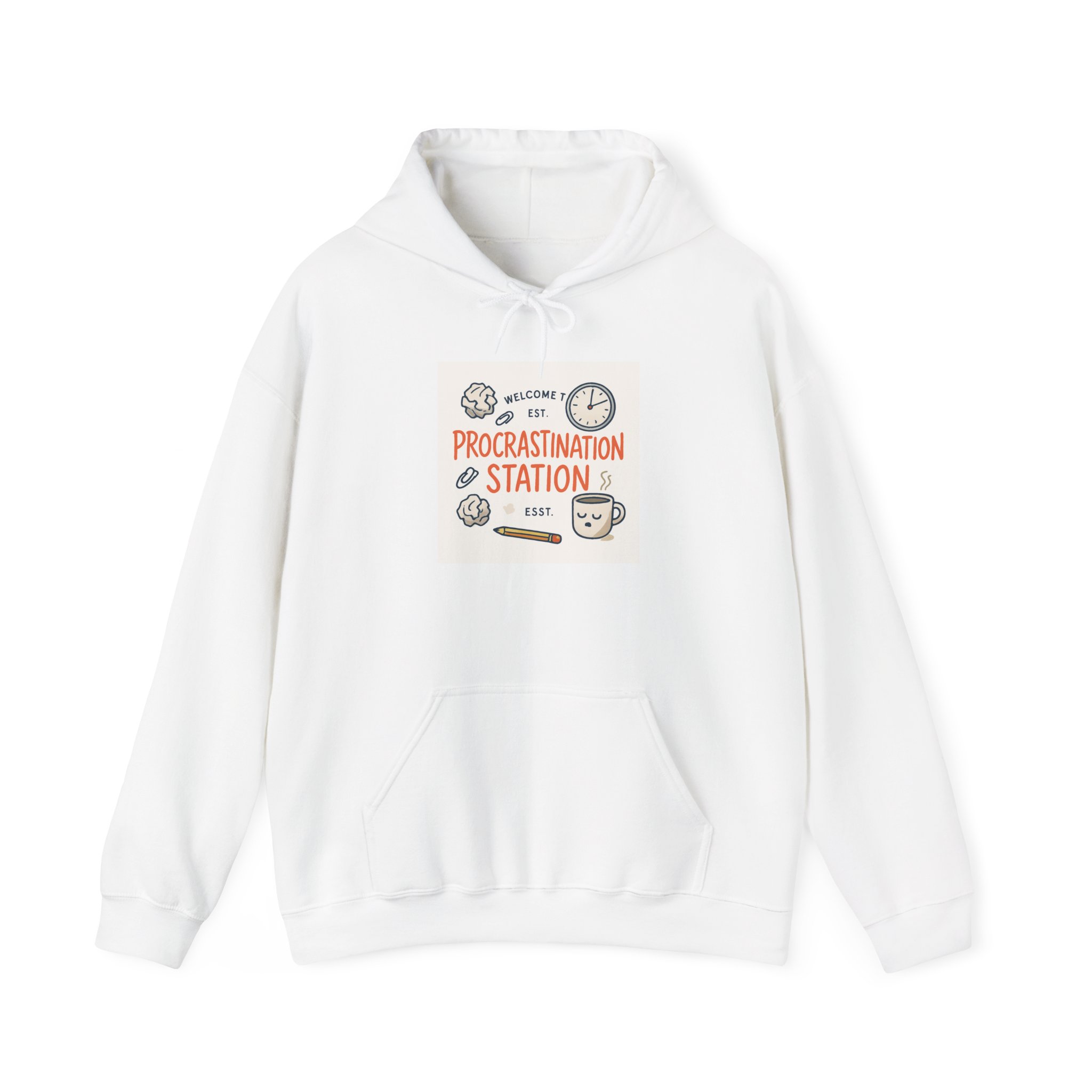 Procrastination Station Hoodie – Funny Coffee & Clock Cozy Sweatshirt