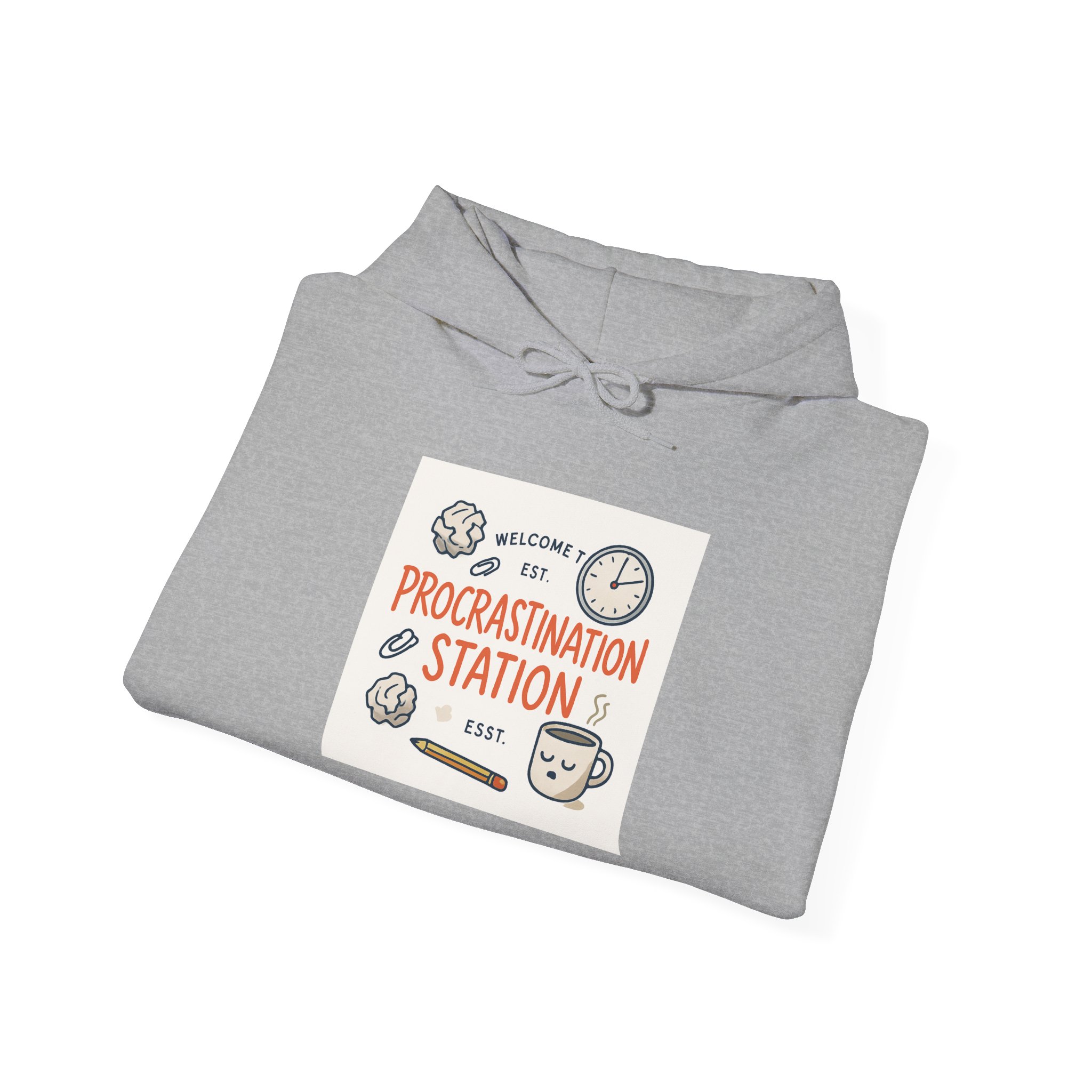 Procrastination Station Hoodie – Funny Coffee & Clock Cozy Sweatshirt - Image 16