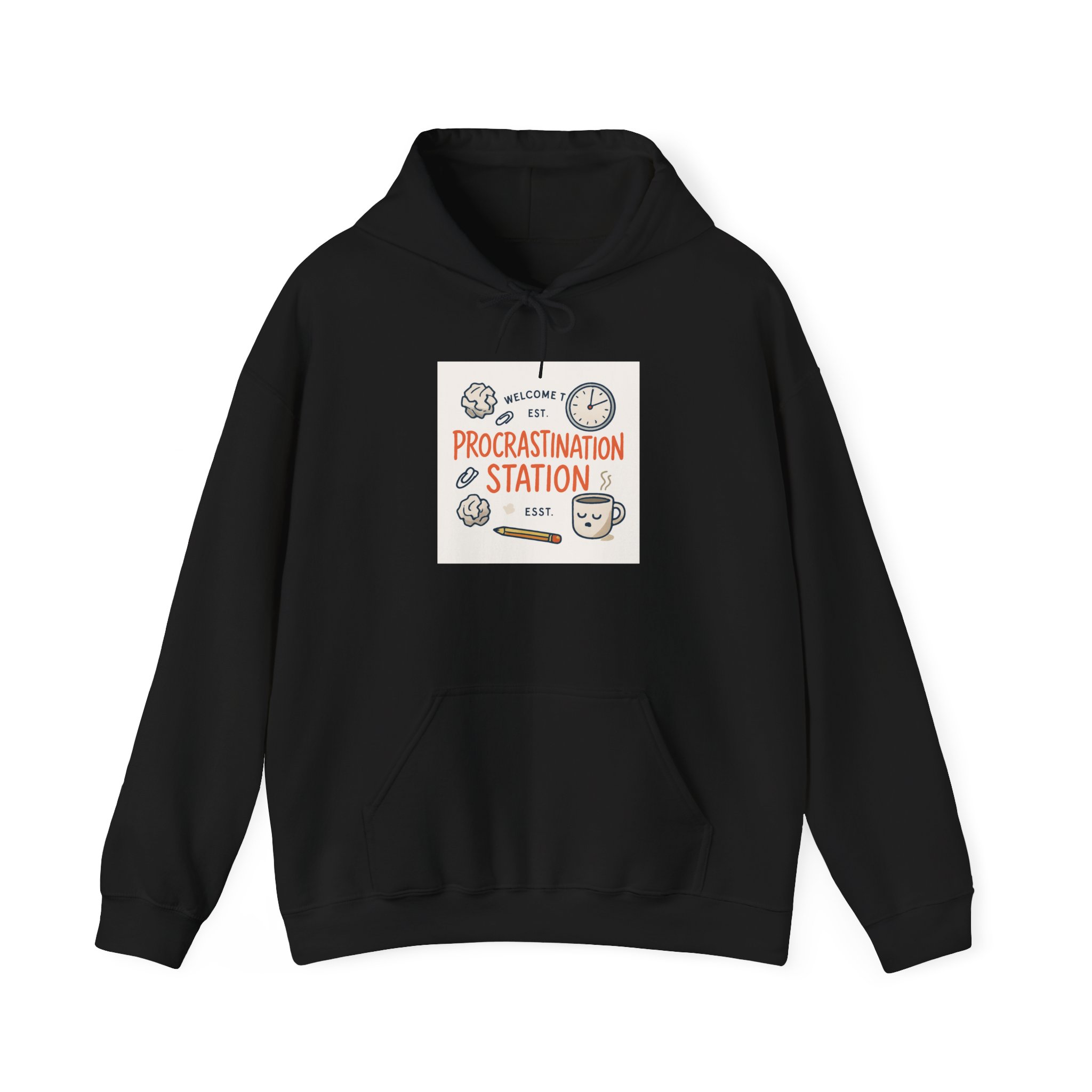 Procrastination Station Hoodie – Funny Coffee & Clock Cozy Sweatshirt - Image 5