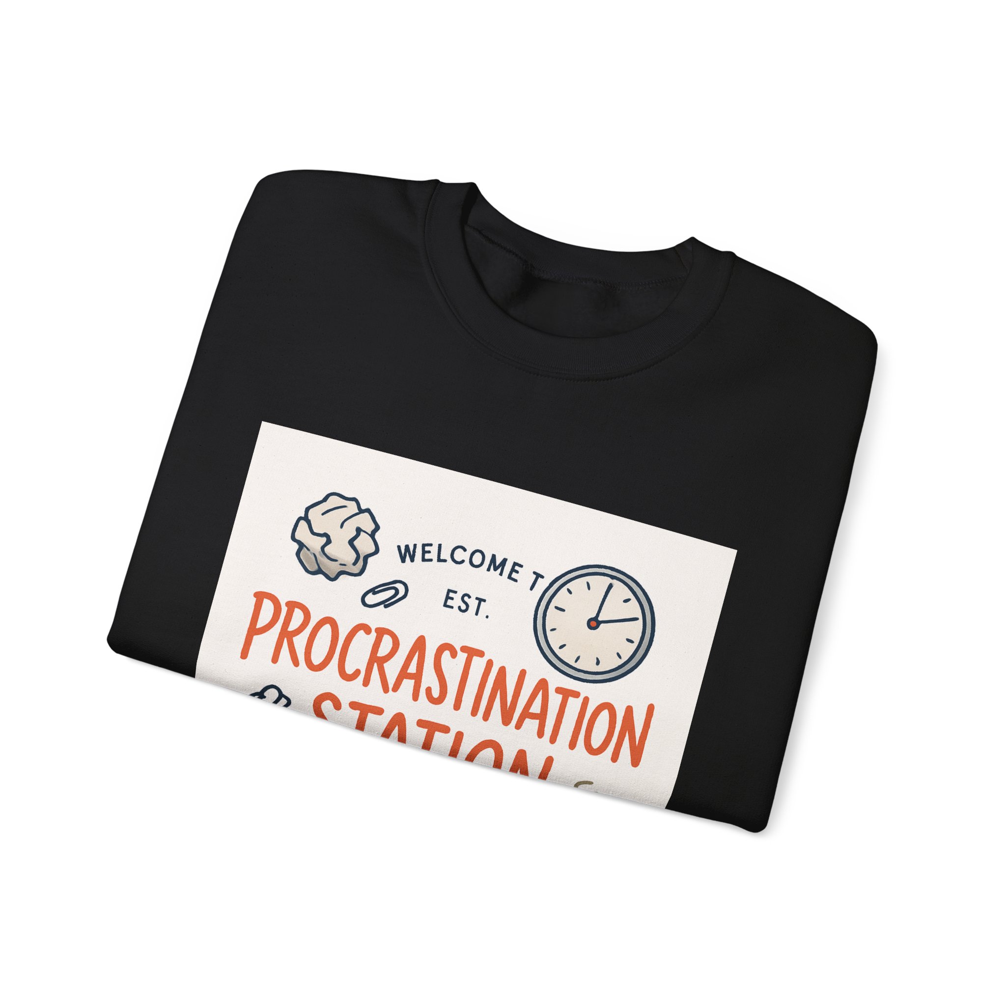 Procrastination Station Crewneck Sweatshirt — Funny Coffee & Desk Doodles Pullover - Image 7