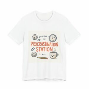 Procrastination Station T‑Shirt – Funny Coffee & Clock Graphic Tee
