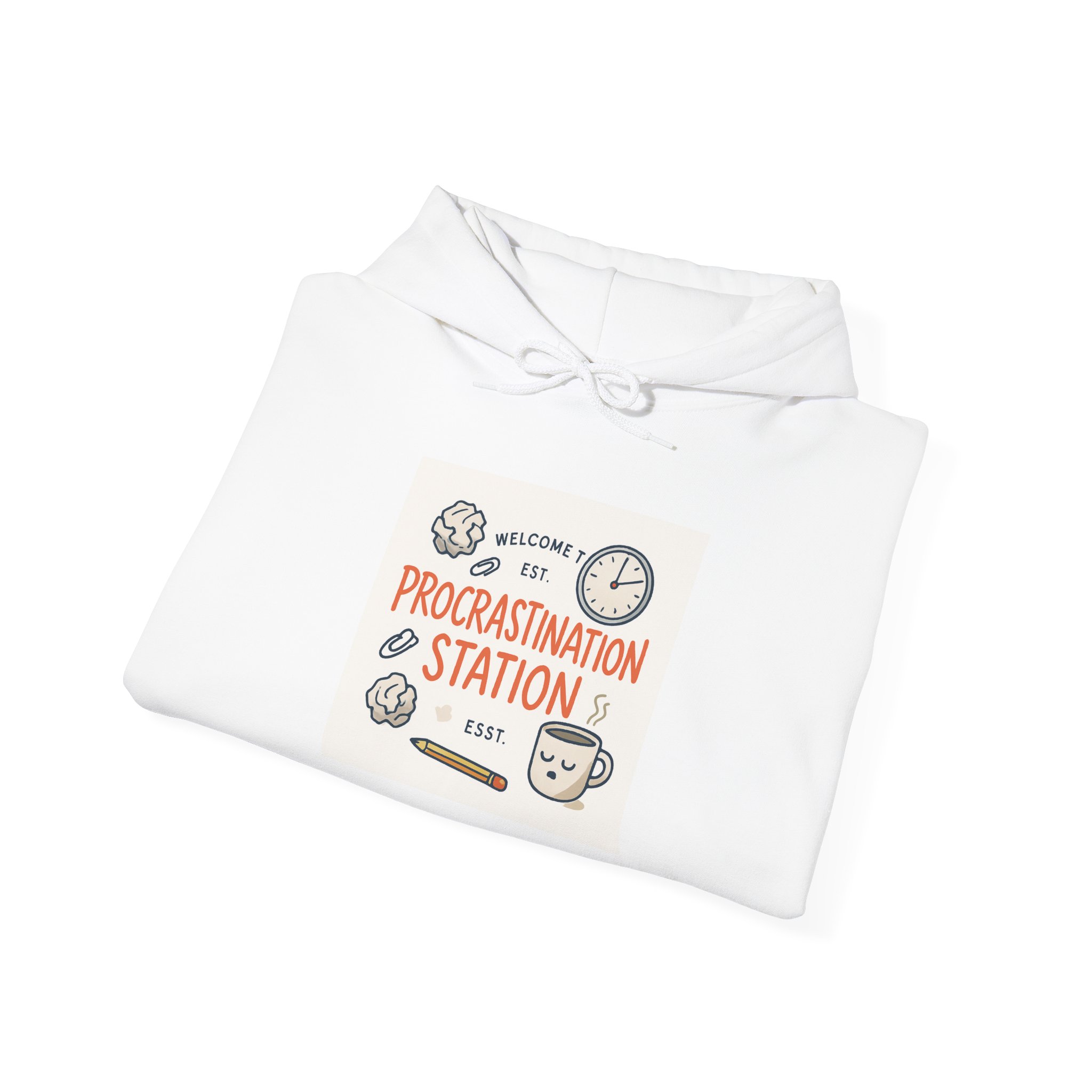 Procrastination Station Hoodie – Funny Coffee & Clock Cozy Sweatshirt - Image 4