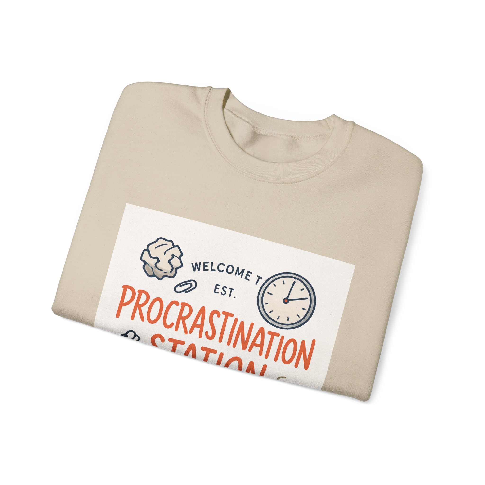 Procrastination Station Crewneck Sweatshirt — Funny Coffee & Desk Doodles Pullover - Image 11