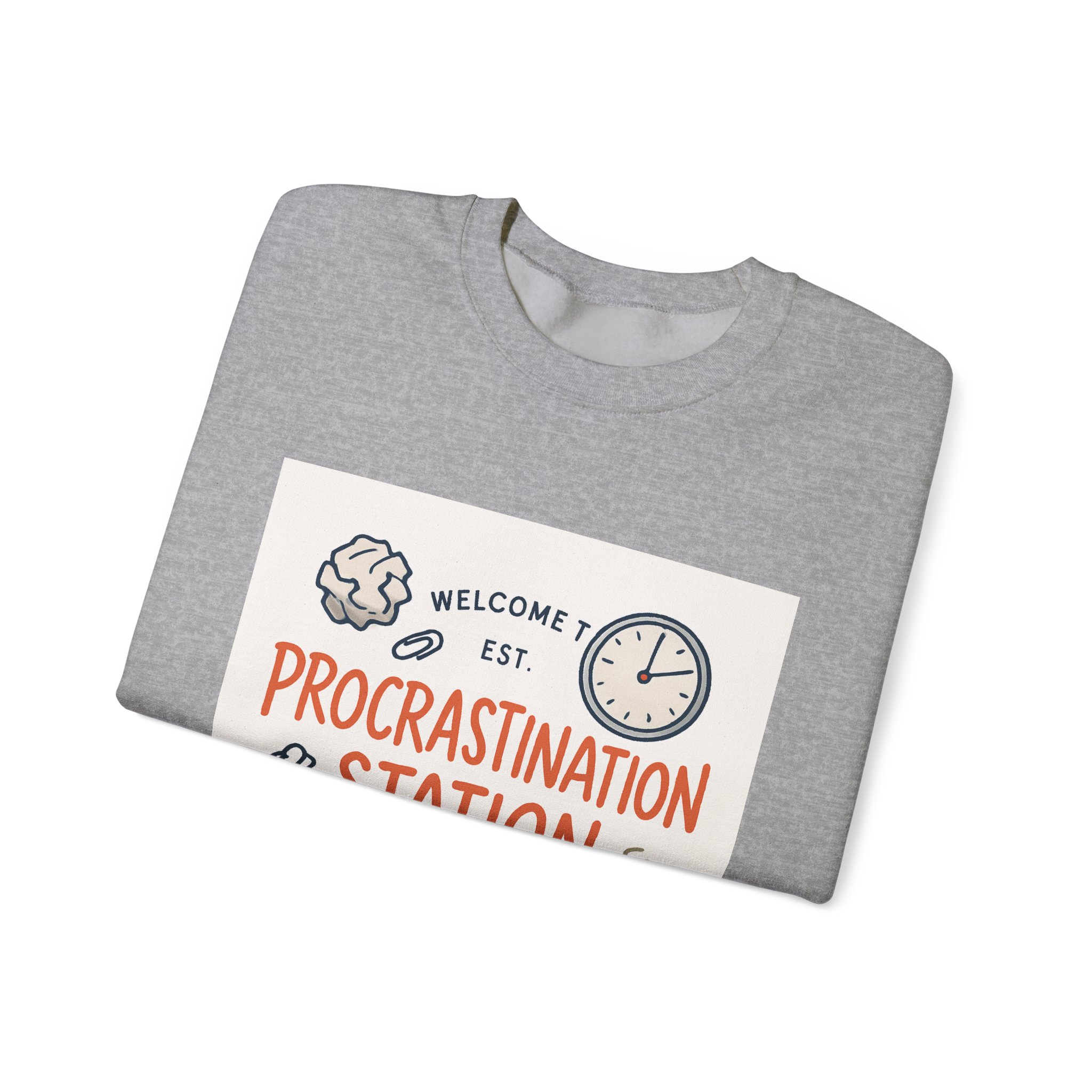 Procrastination Station Crewneck Sweatshirt — Funny Coffee & Desk Doodles Pullover - Image 15