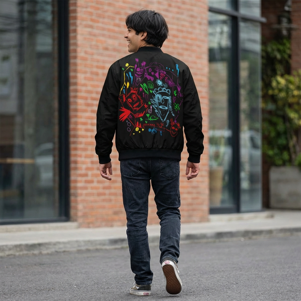 Neon Doodle Bomber Jacket - Image 4